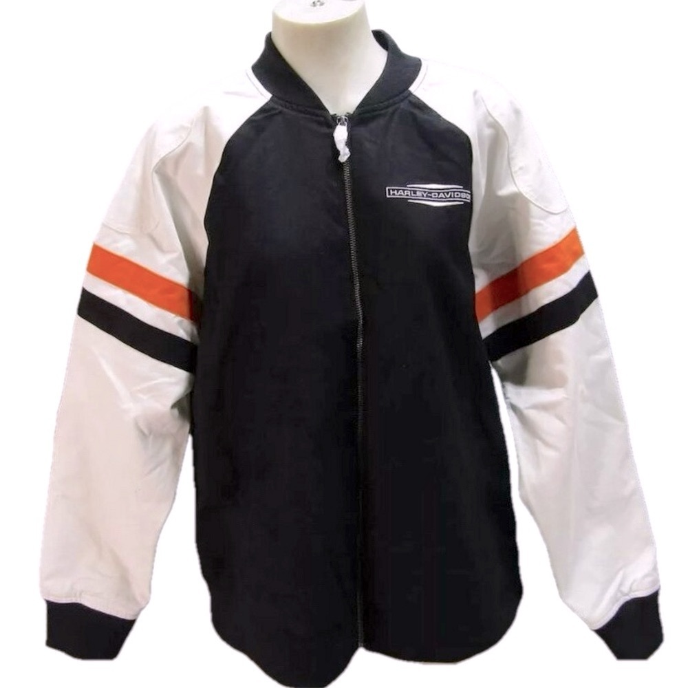 NEW HARLEY DAVIDSON Womens Stacked Bar & Shield Bomber Jacket Colorblock Size 1W